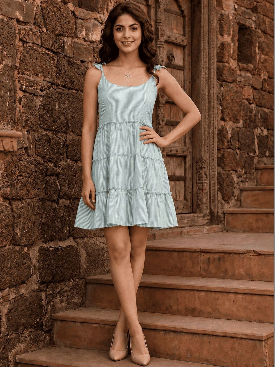 BNS Striped A-Line Dress