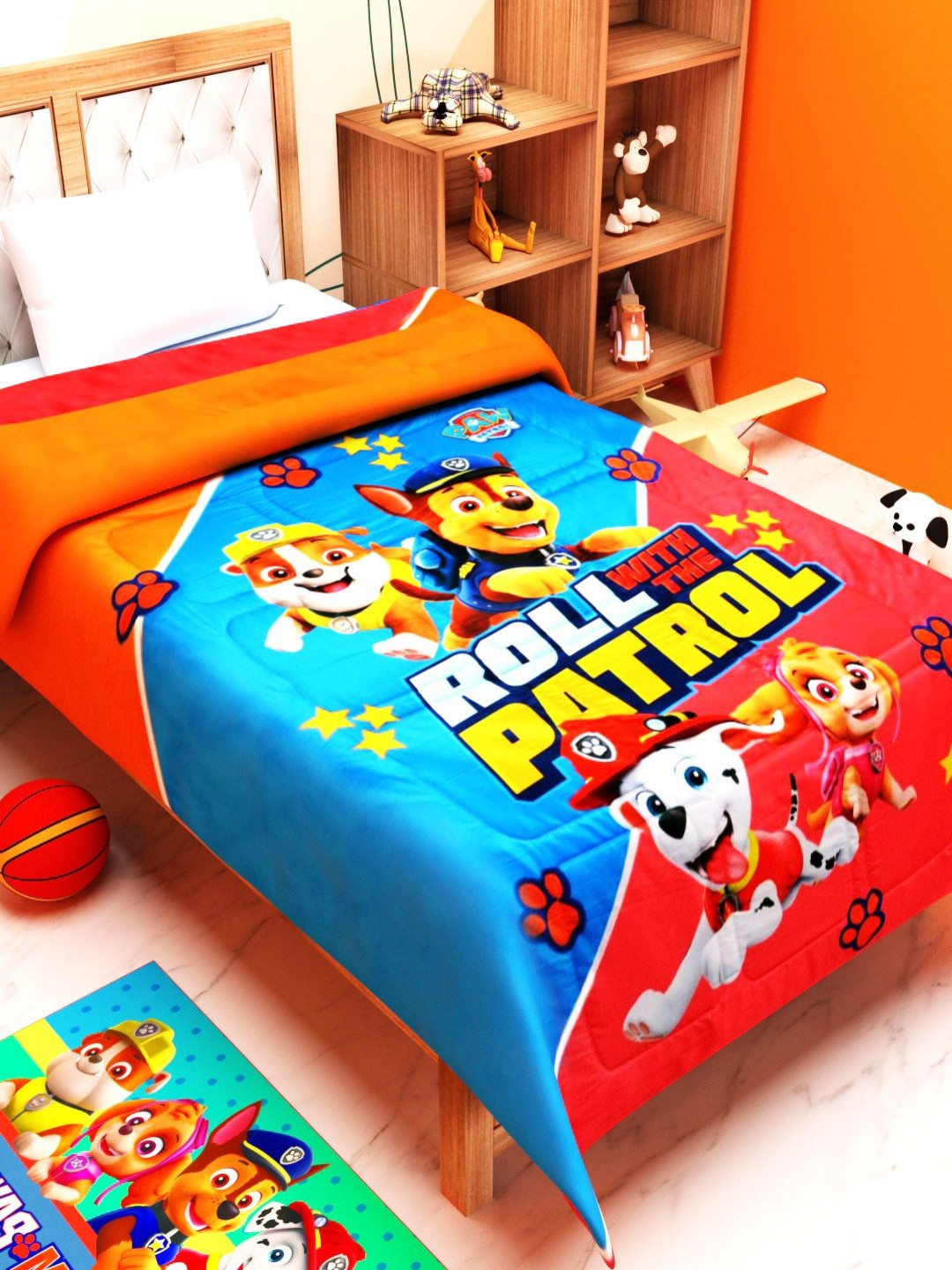 Athom Living Paw Petrol Themed Kids 360 GSM Single Bed AC Comforter