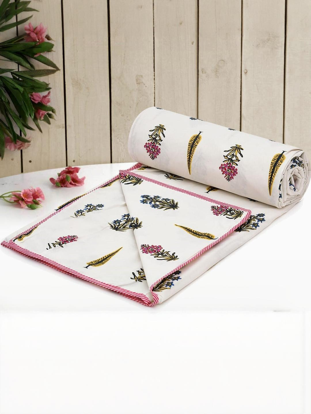 Anadhika Pink Floral AC Room Single Bed Dohar