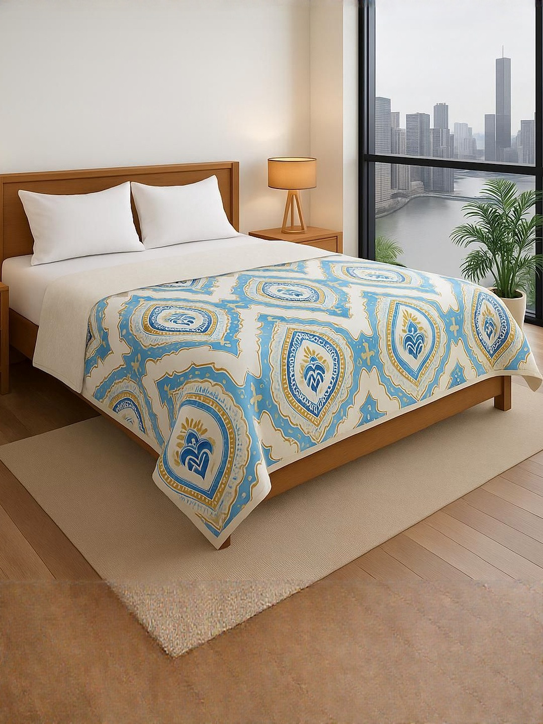 Signature Blue 300 GSM Microfiber AC Room Double Bed Dohar