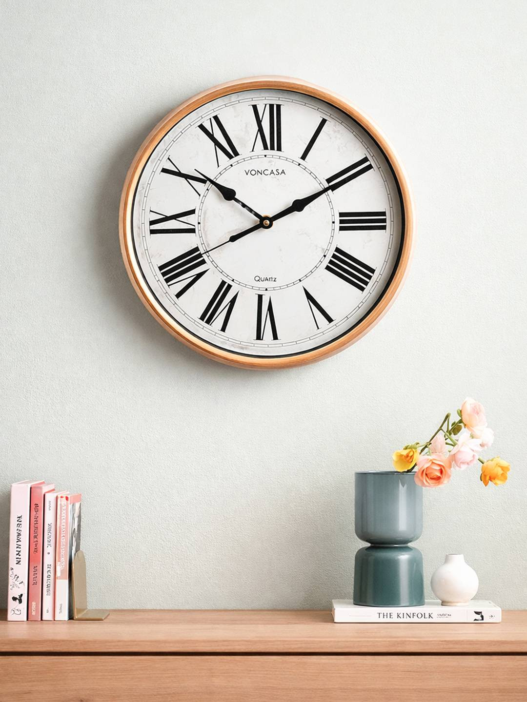 MARKET99 White & Black Vintage Marble Chic Plastic Wall Clock