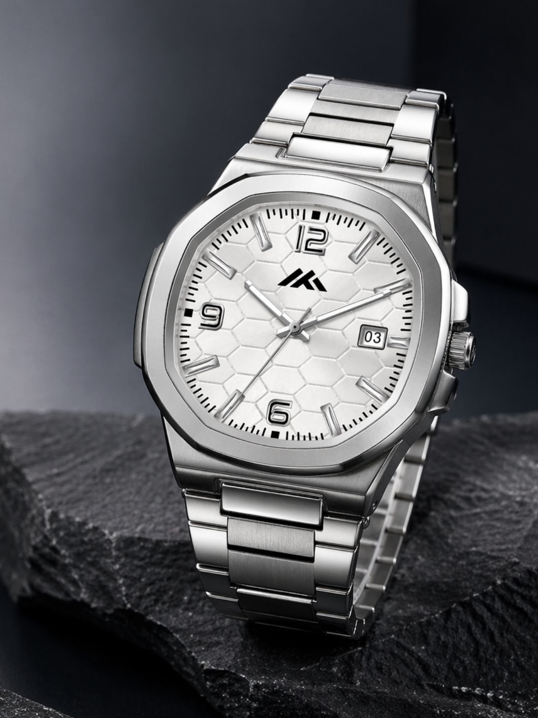 Moda Rapido Men Dial & Stainless Steel Bracelet Style Straps Analogue Date Aperture Watch MRMT-862