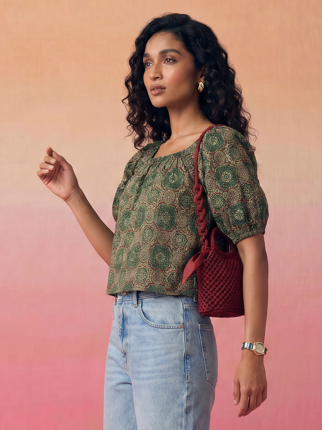 ZACCAI Ethnic Motifs Printed Top