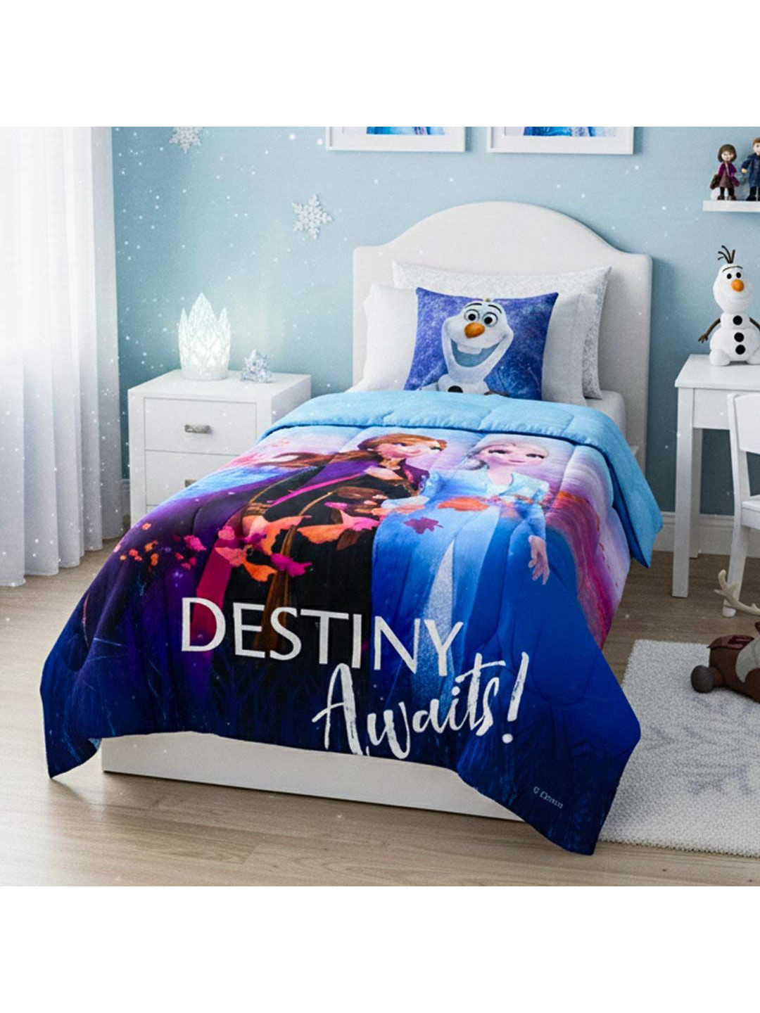Athom Living Blue And Red Frozen Kids Printed AC Room 300 GSM Double Bed AC Comforter