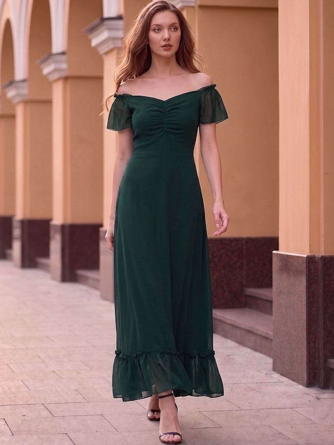 aayu Off-Shoulder Georgette Maxi Dress