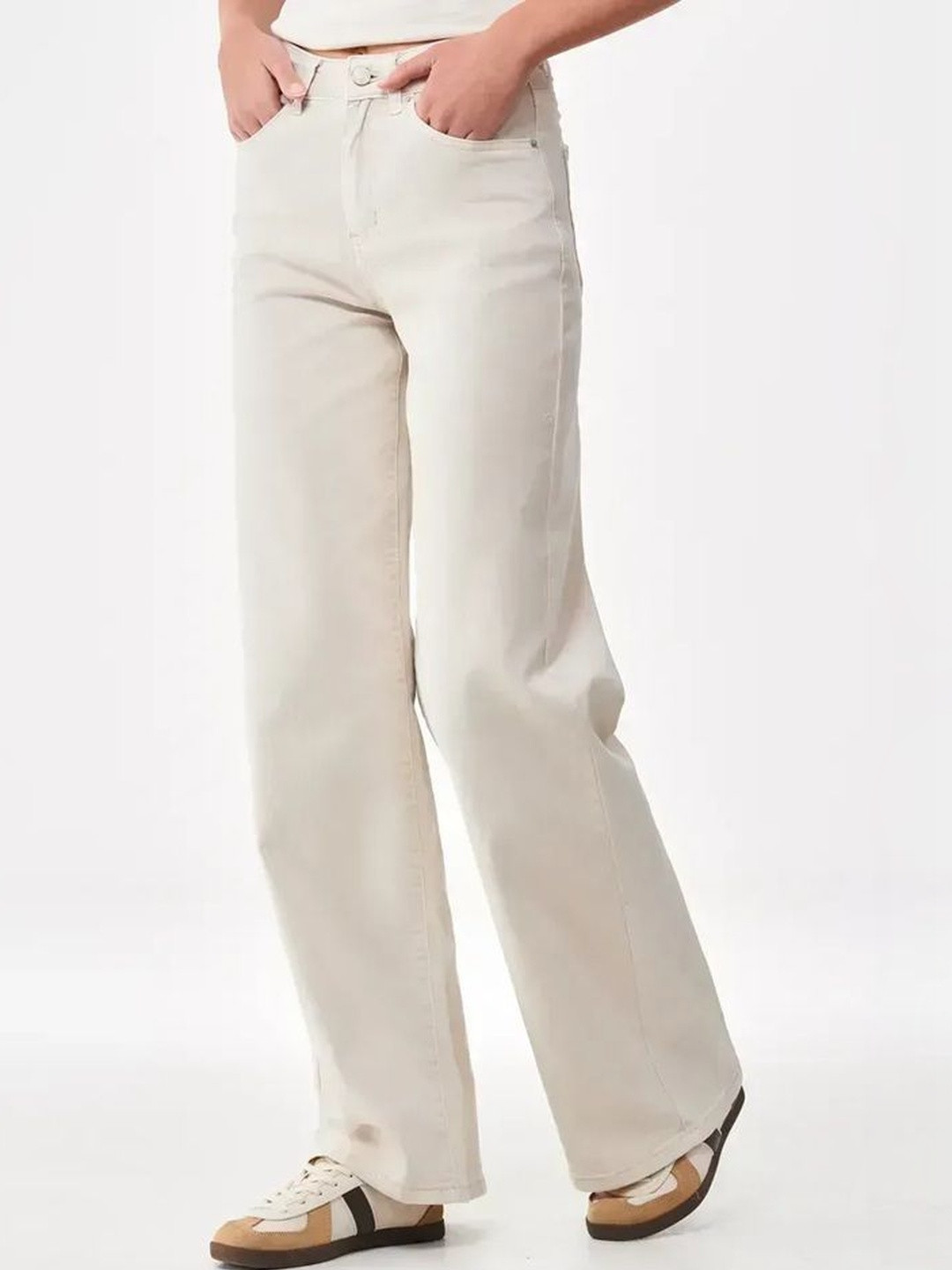 Aadvi Fashion Women Loose Wide Leg High-Rise Stretchable Jeans