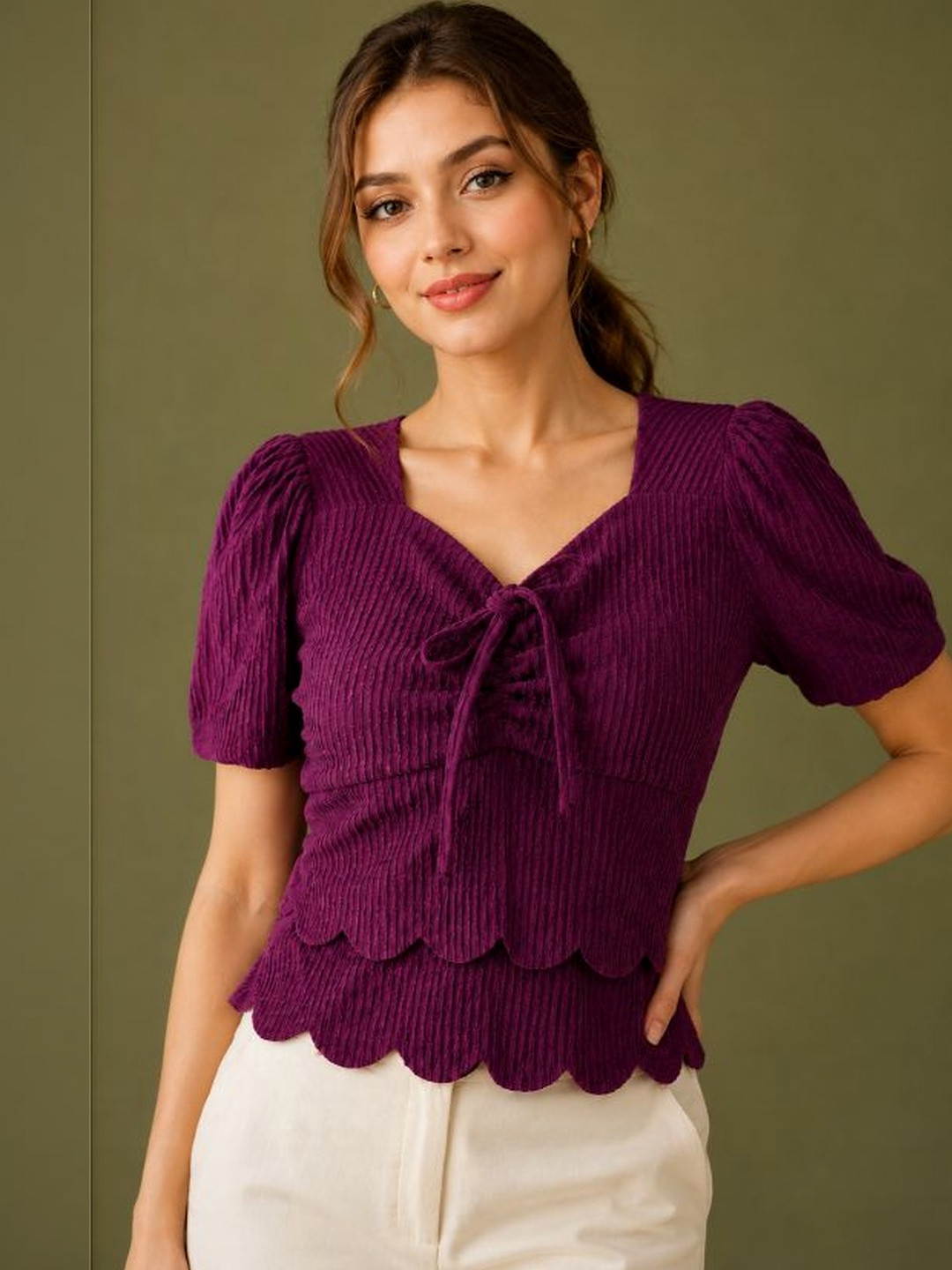 ZEUGEN Puff Sleeve Crop Top