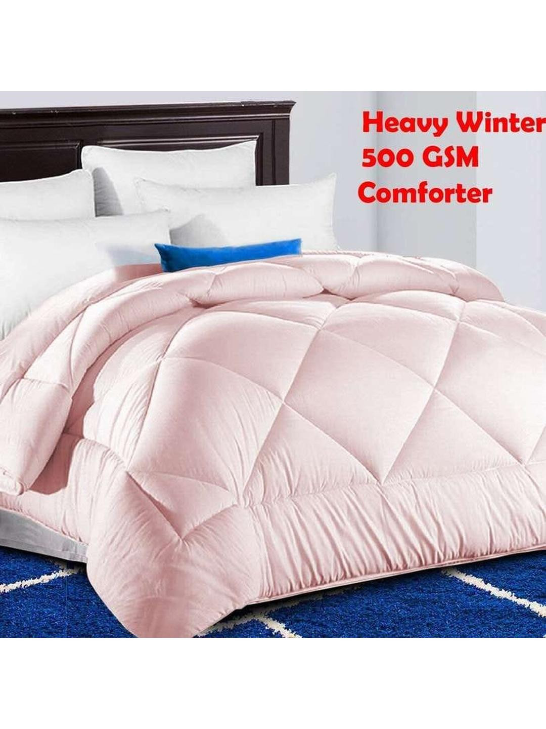 Doristyle Peach-Coloured Microfiber Winter 500 GSM Double Bed Blankets Quilts and Dohars