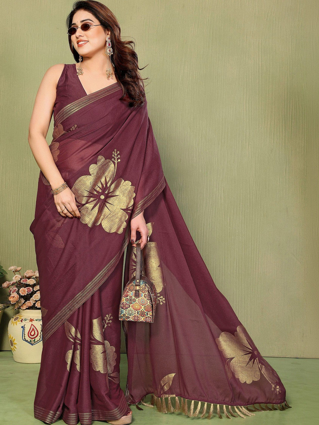 KALINI Pure Georgette Designer Block Print Saree