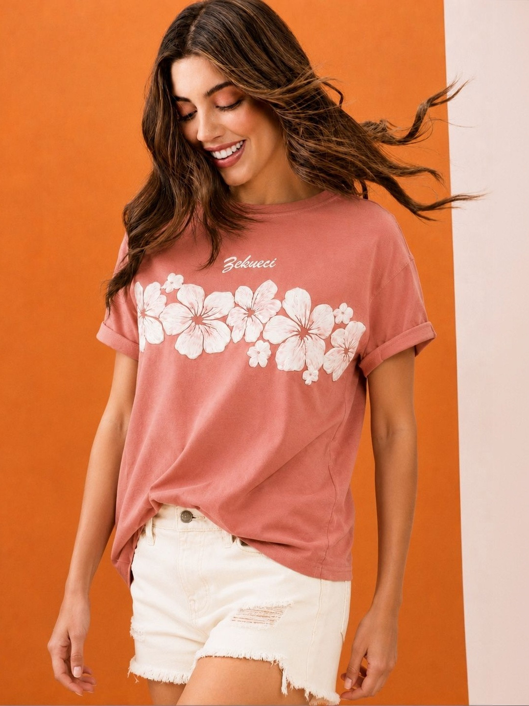PTVIZE Women Floral Printed T-shirt