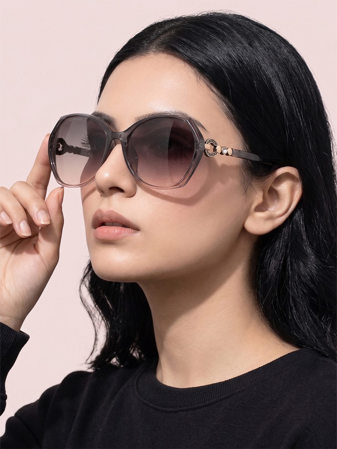 ROYAL SON Women Grey Lens & Pink Butterfly UV Protected Sunglasses CHIWM00116-C3