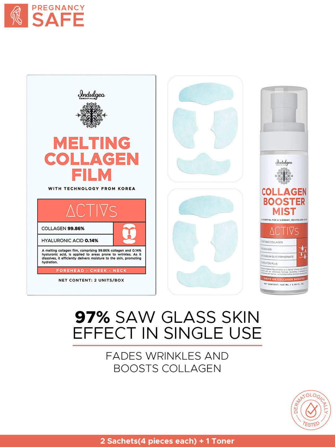 Indulgeo Essentials Set Of 2 Melting Collagen sheet mask for Anti Aging with Toner -100 ml