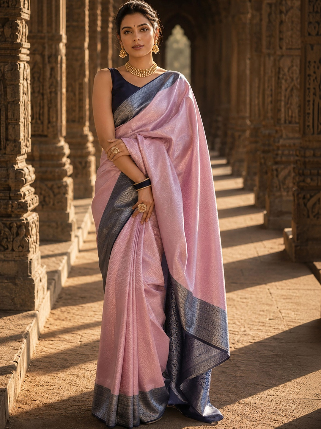 KALINI Zari Silk Blend Designer Banarasi Saree