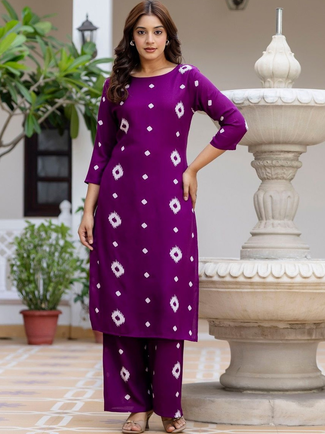 BHAGYESH FASHION Women Ethnic Motifs Printed Regular Pure Cotton Kurta with Palazzos