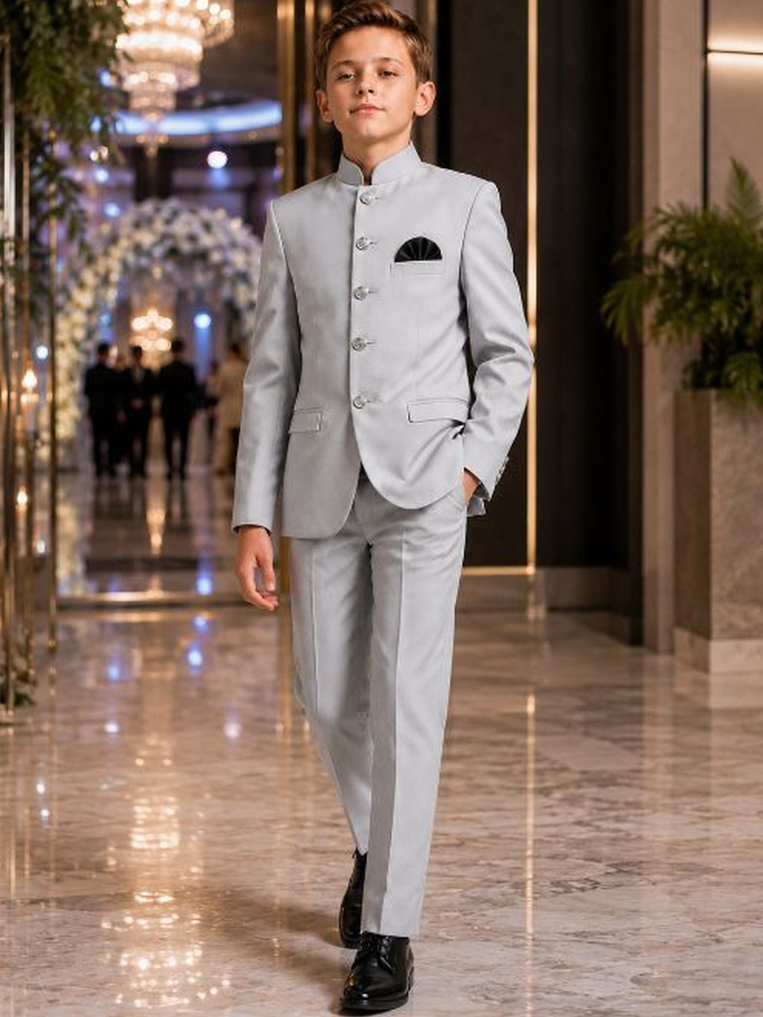Sparklepop Boys Mandarin Collar Jodhpuri Two-Piece Suit