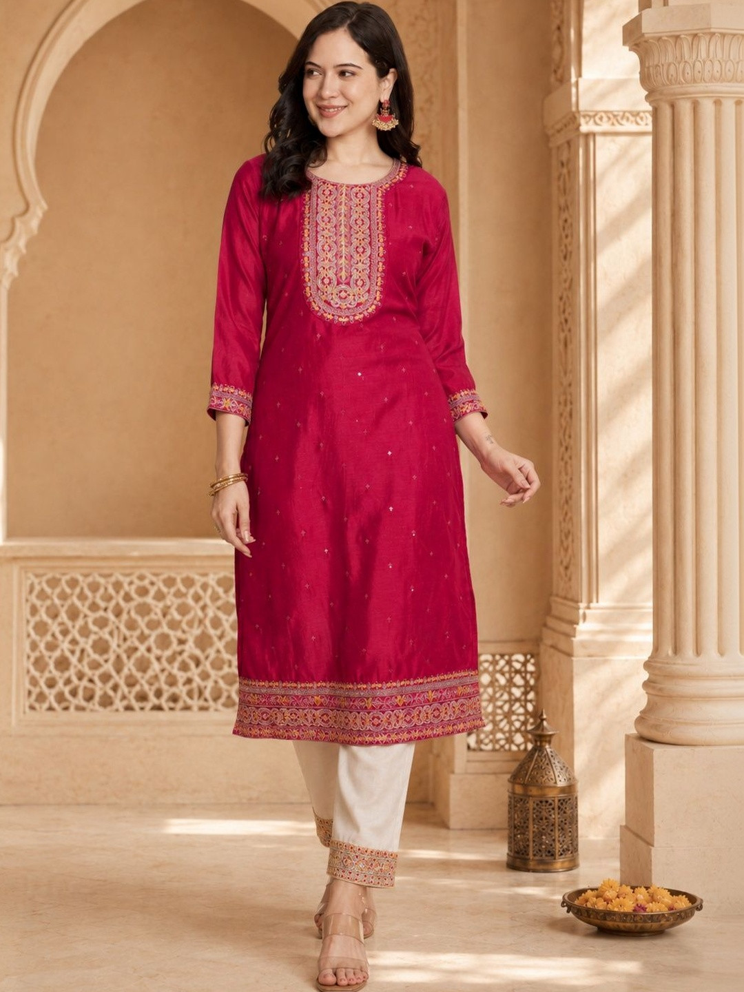 rarethread Women Embellished Thread Work Kurta