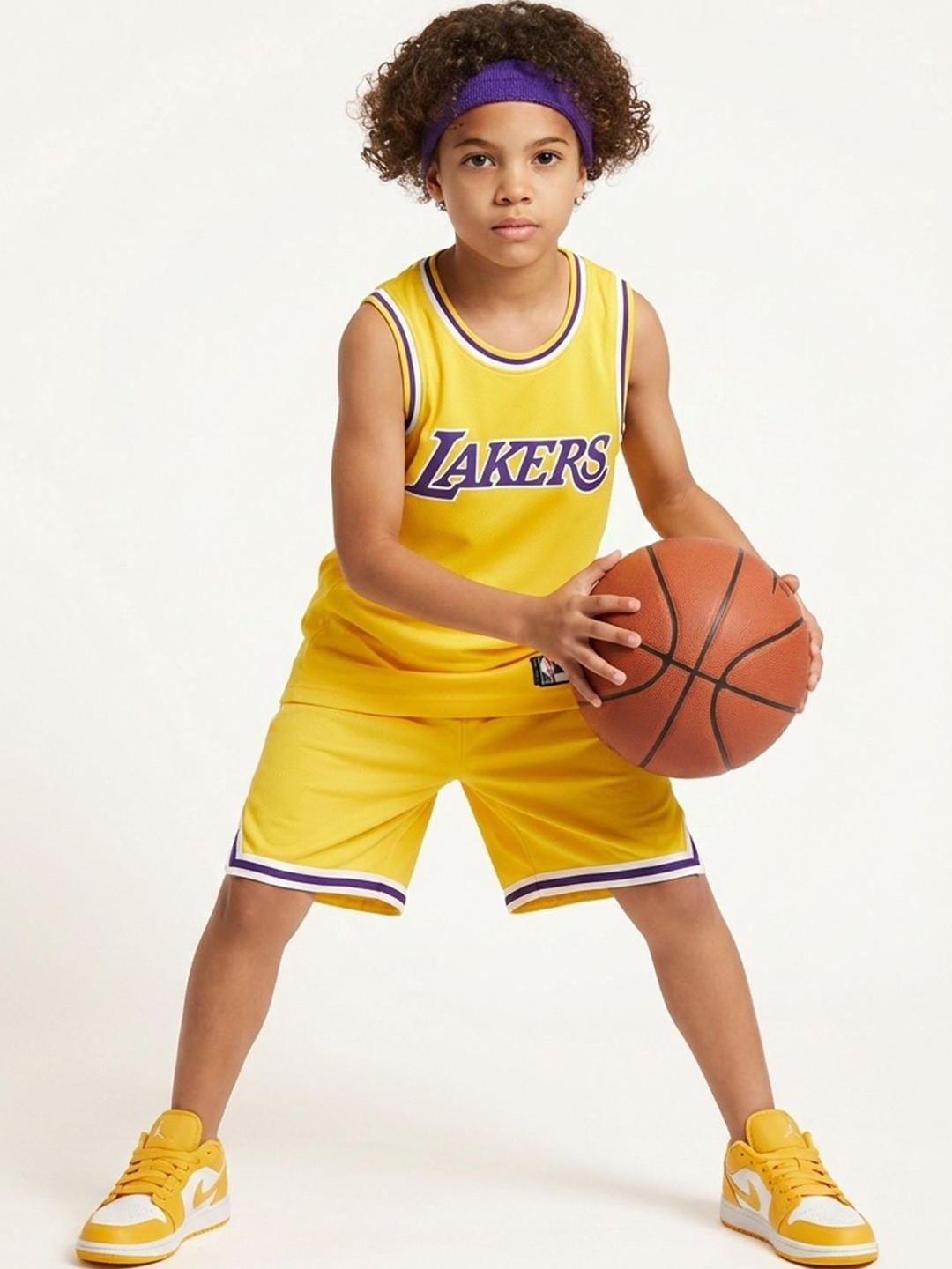 UMILDO Boys Brand Logo Los Angeles Lakers Printed Dri-FIT T-shirt