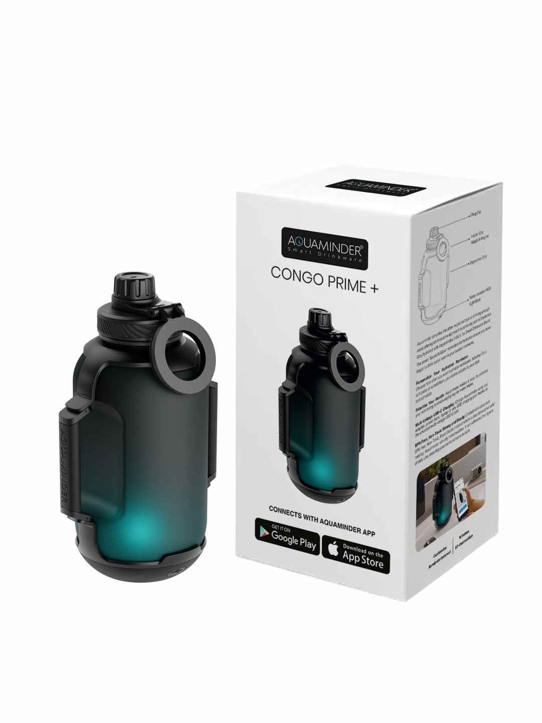 AQUAMINDER Black & Transparent Single Tritan Solid Single Wall Vacuum Water Bottle