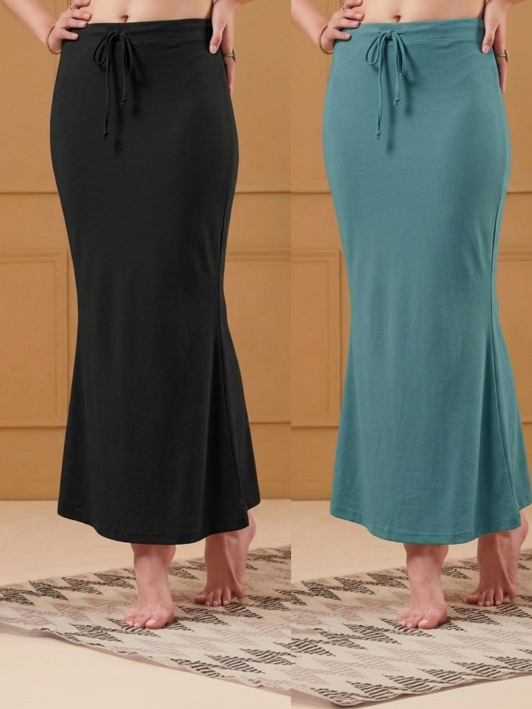 maatirang Pack Of 2 4 Way Strecheble Seamless Mermaid Fit Saree Shapewear Petticoat