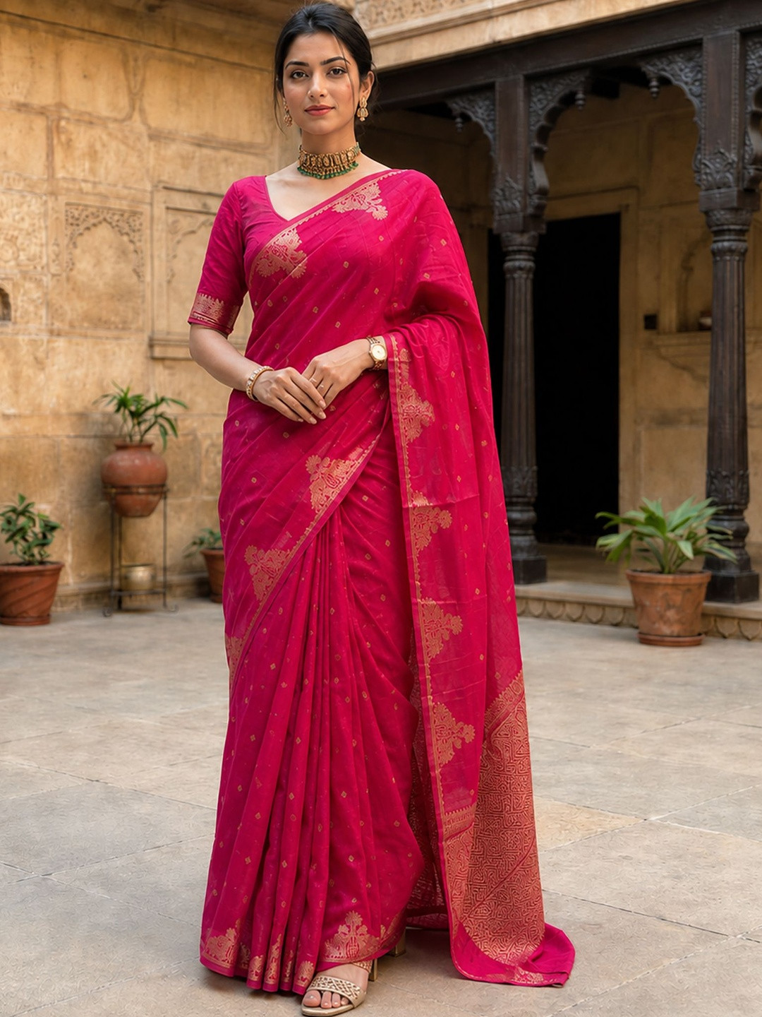 Dhaaga Ghar Woven Design Zari Silk Blend Designer Banarasi Saree