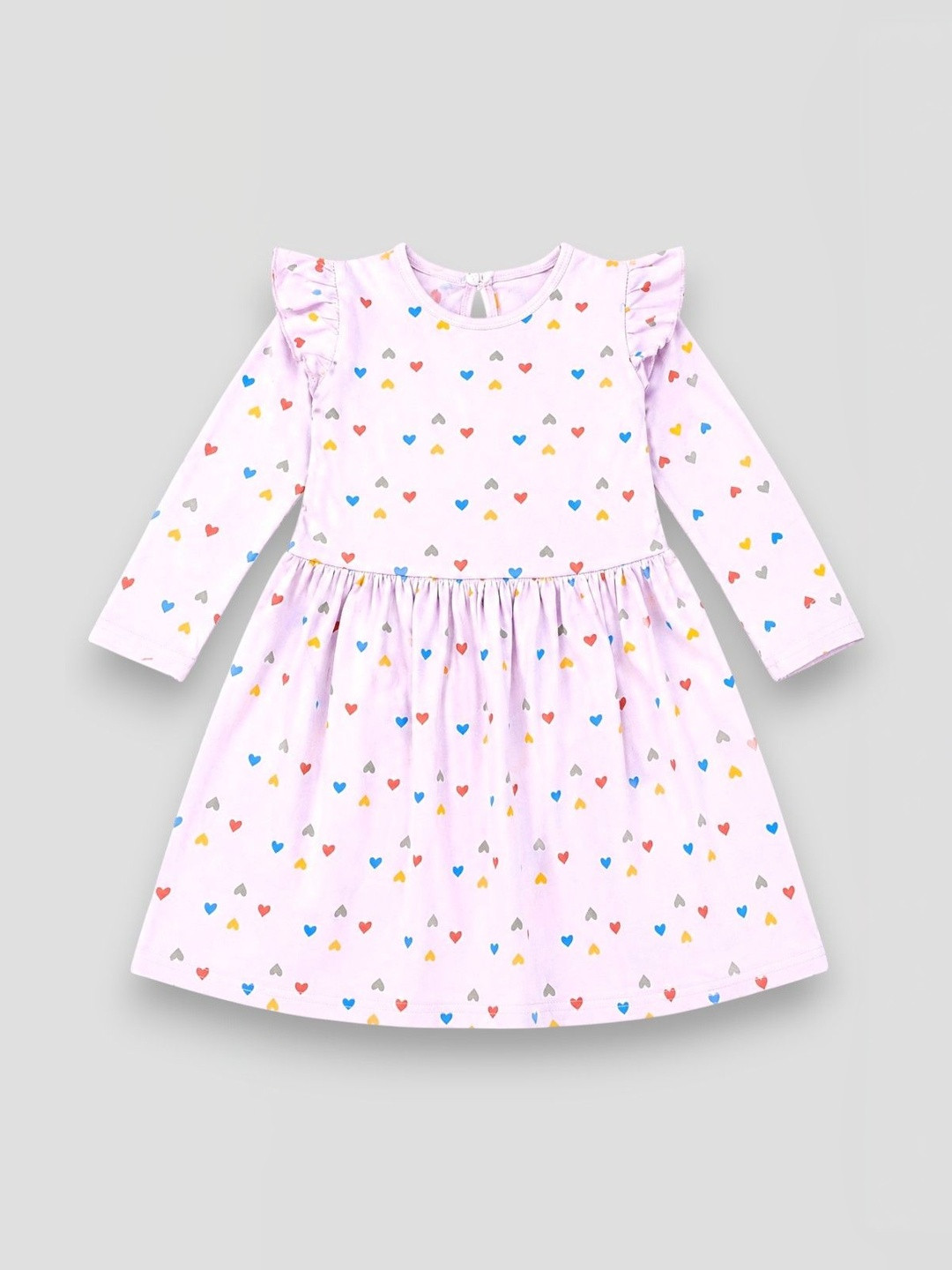 HuggleBug Print Flutter Sleeve Ruffled A-Line Dress