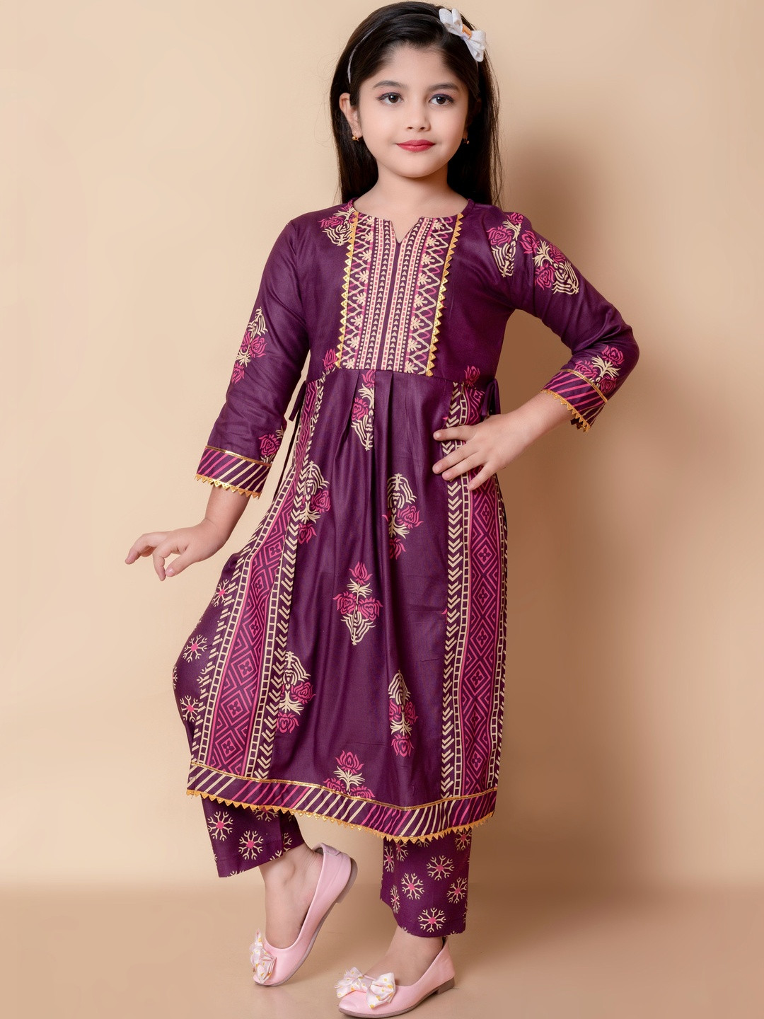 KALINI Girls Ethnic Motifs Printed Regular Kurta with Trousers
