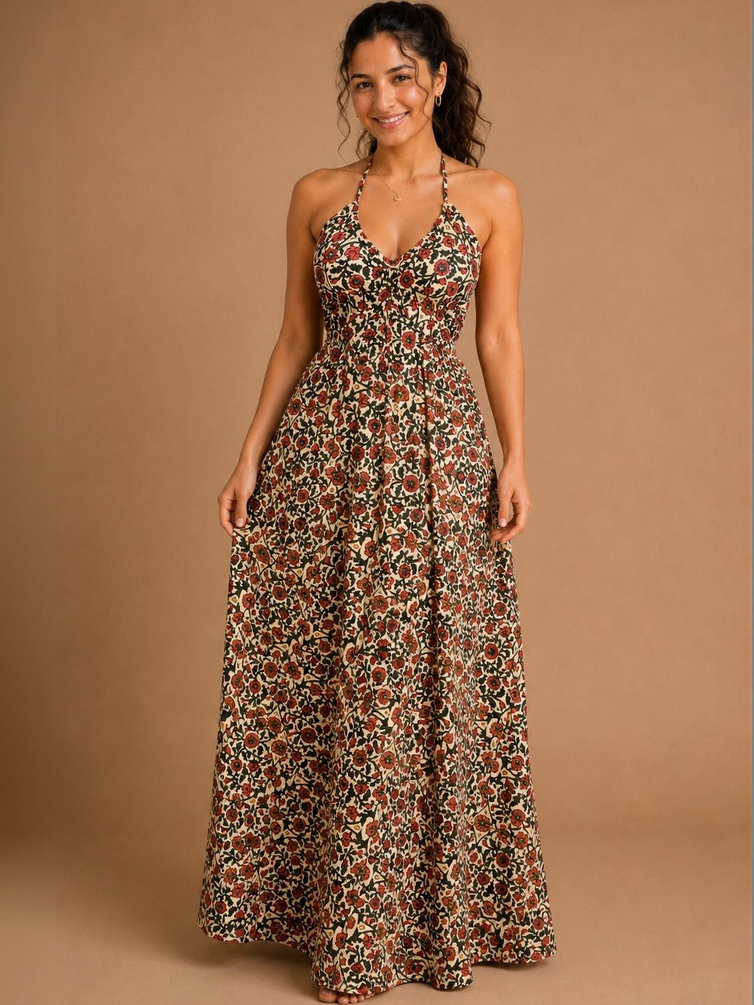 DADA Floral Print Halter Neck Maxi Dress