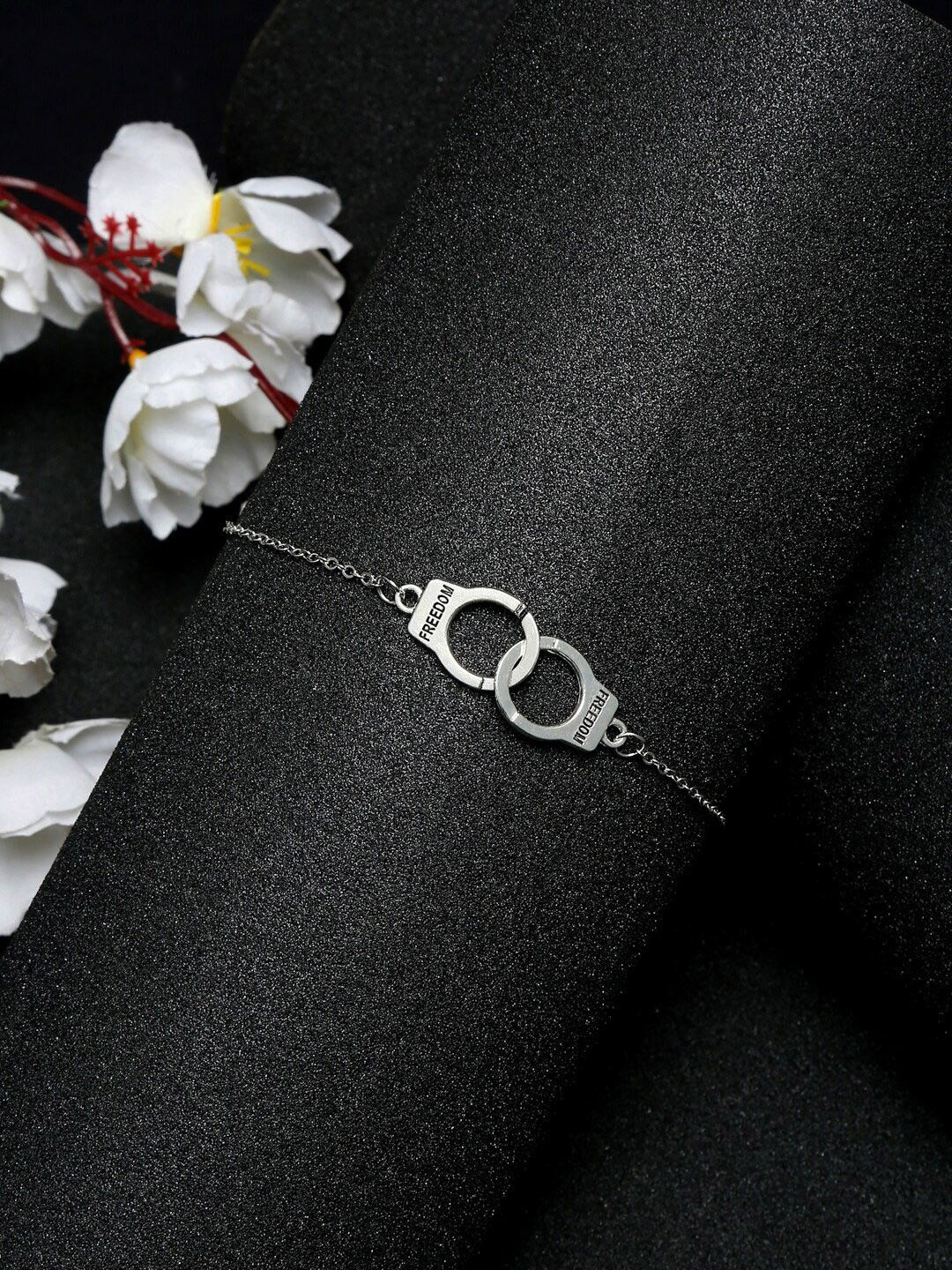 YouBella Women Silver-Plated Link Handcuff Bracelet