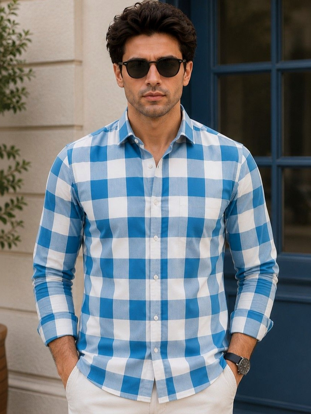 Foomer Men Classic Cotton Checks Casual Shirt