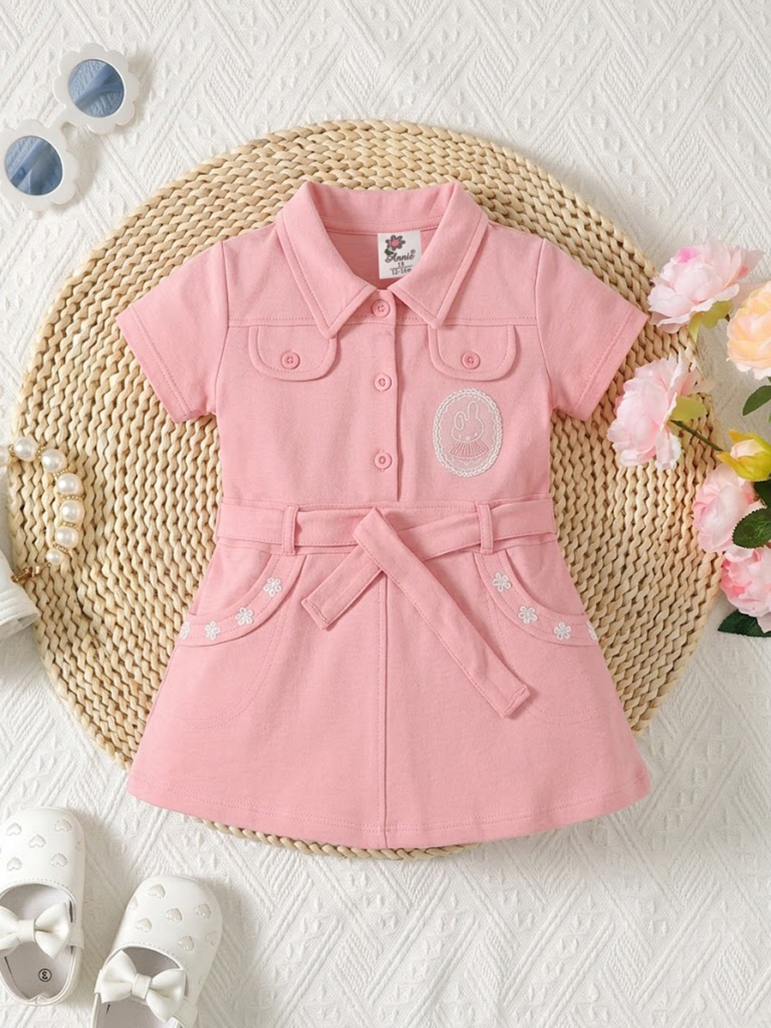 Annie Shirt Collar A-Line Dress with Belt