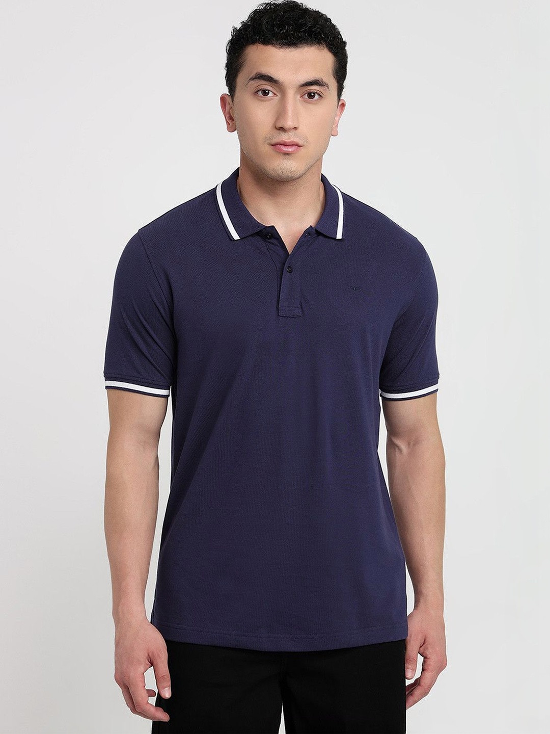 ColorPlus Men Polo Collar Pure Cotton T-shirt