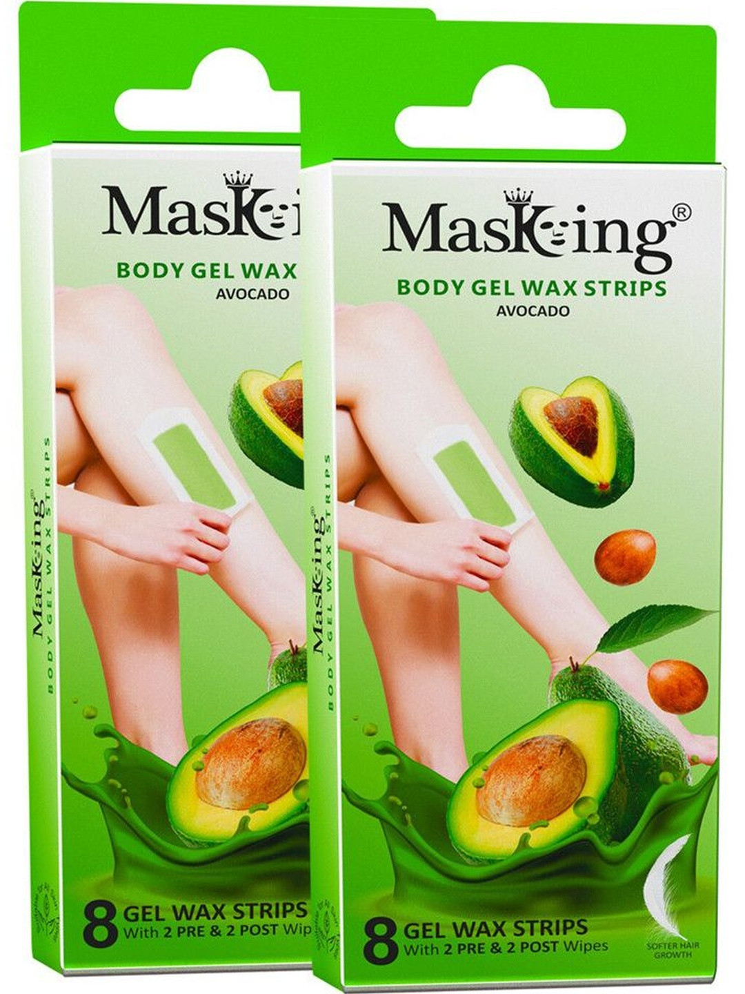 MasKing Set Of 2 Avocado Body Gel Pre & Post Waxing Wipe