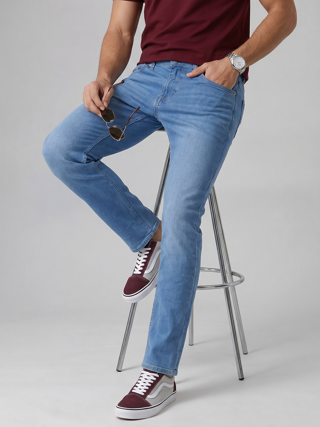 Spykar Men Rover Mid Rise Regular Fit Light blue Jeans