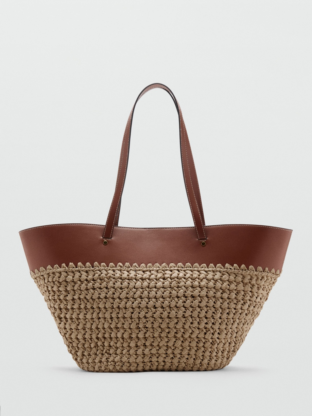 MANGO Textured PU Structured Tote Bag