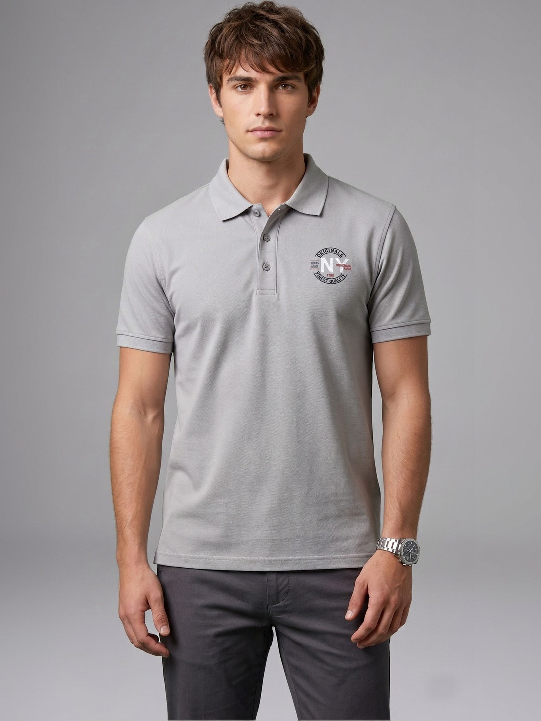 Moda Rapido Men Brand Logo Printed Polo Collar T-shirt