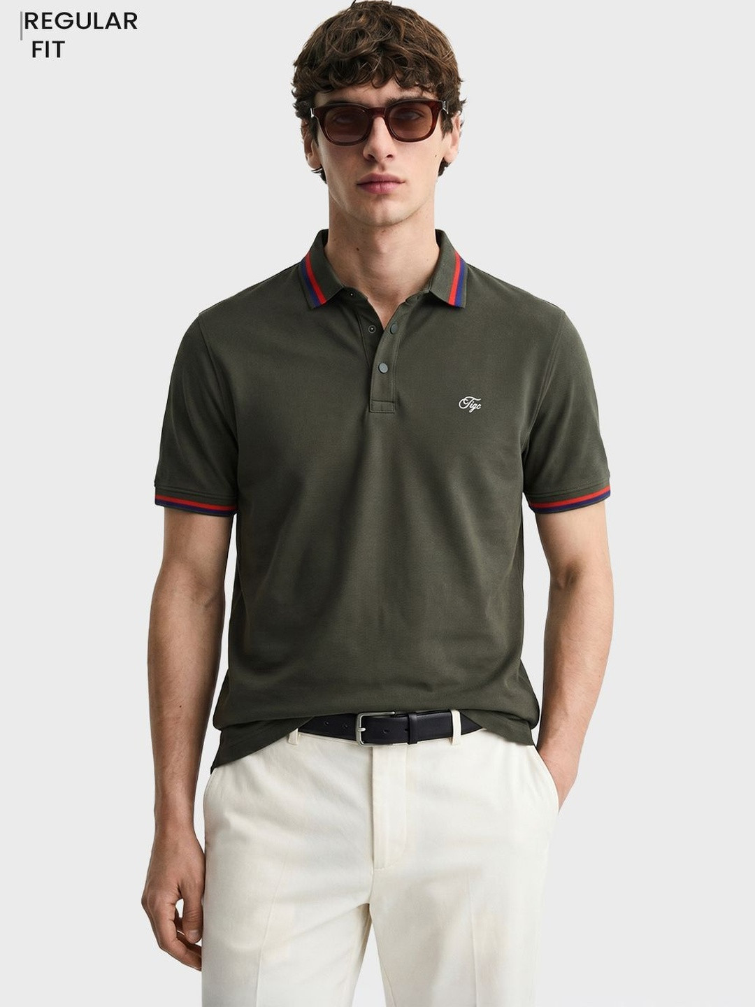 The Indian Garage Co Men Brand Logo Polo Collar T-shirt