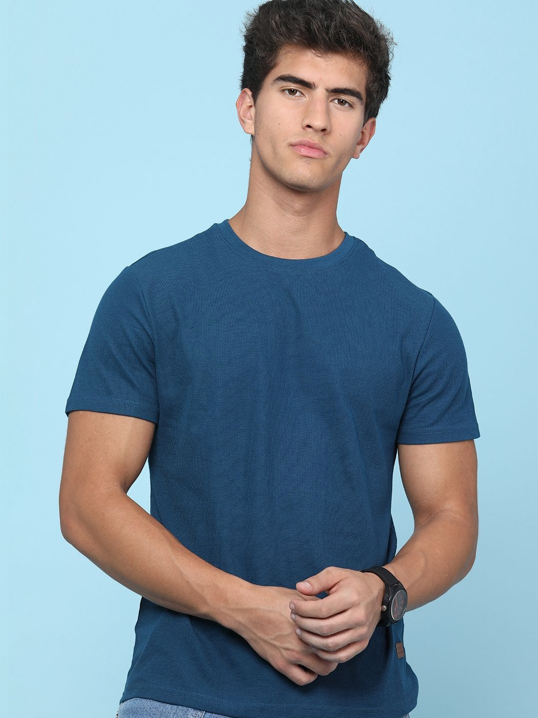 Teal Regular Fit Round Neck T-shirt