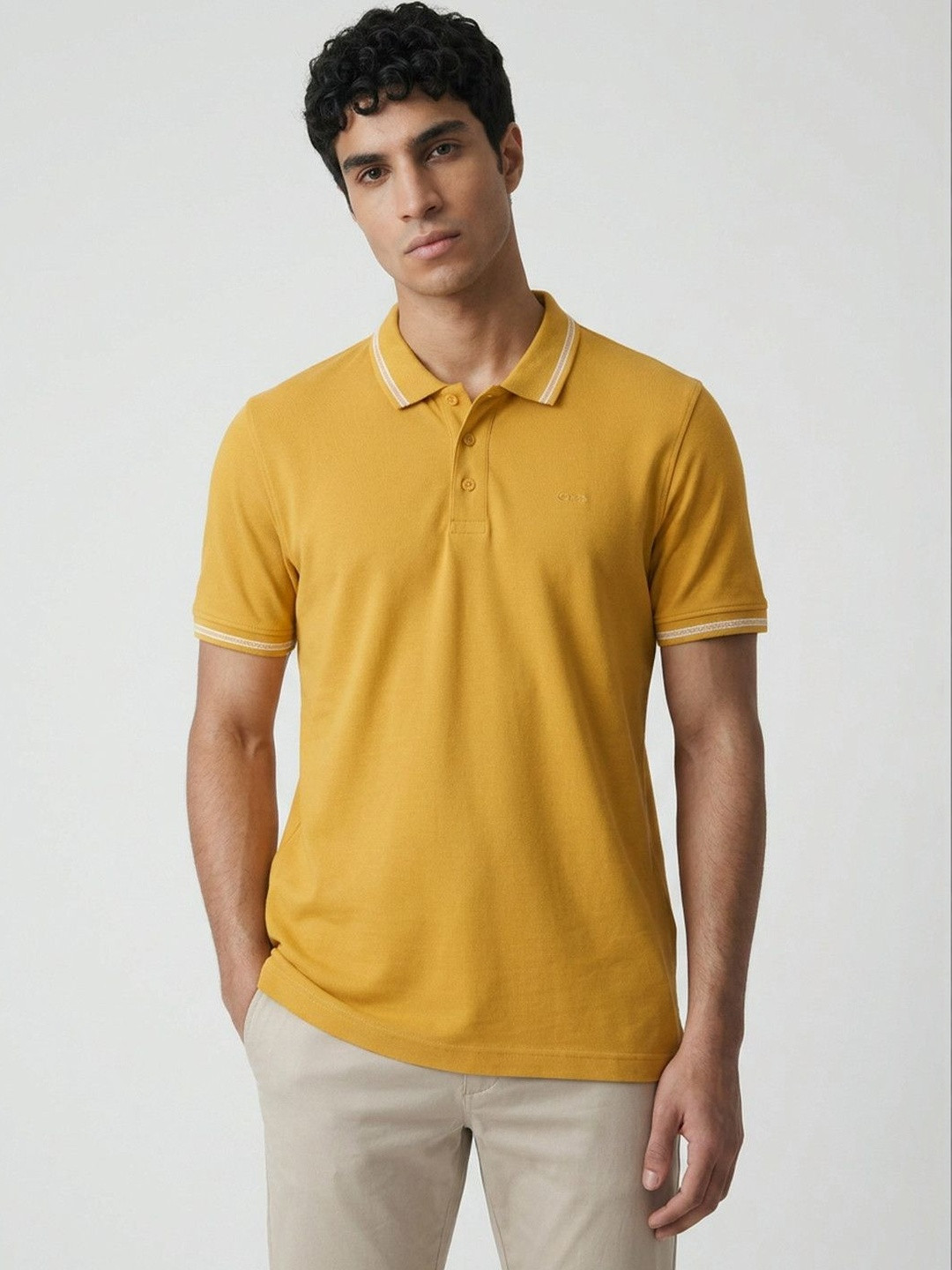 ColorPlus Men Polo Collar Pure Cotton T-shirt