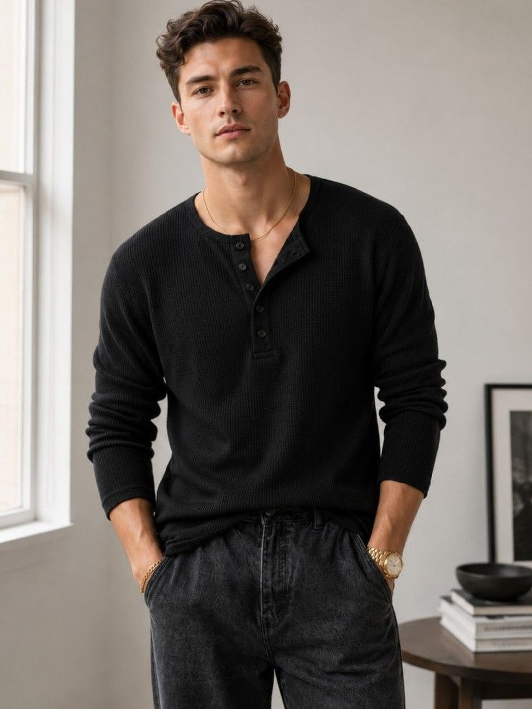 Netclick Men Henley Neck T-shirt