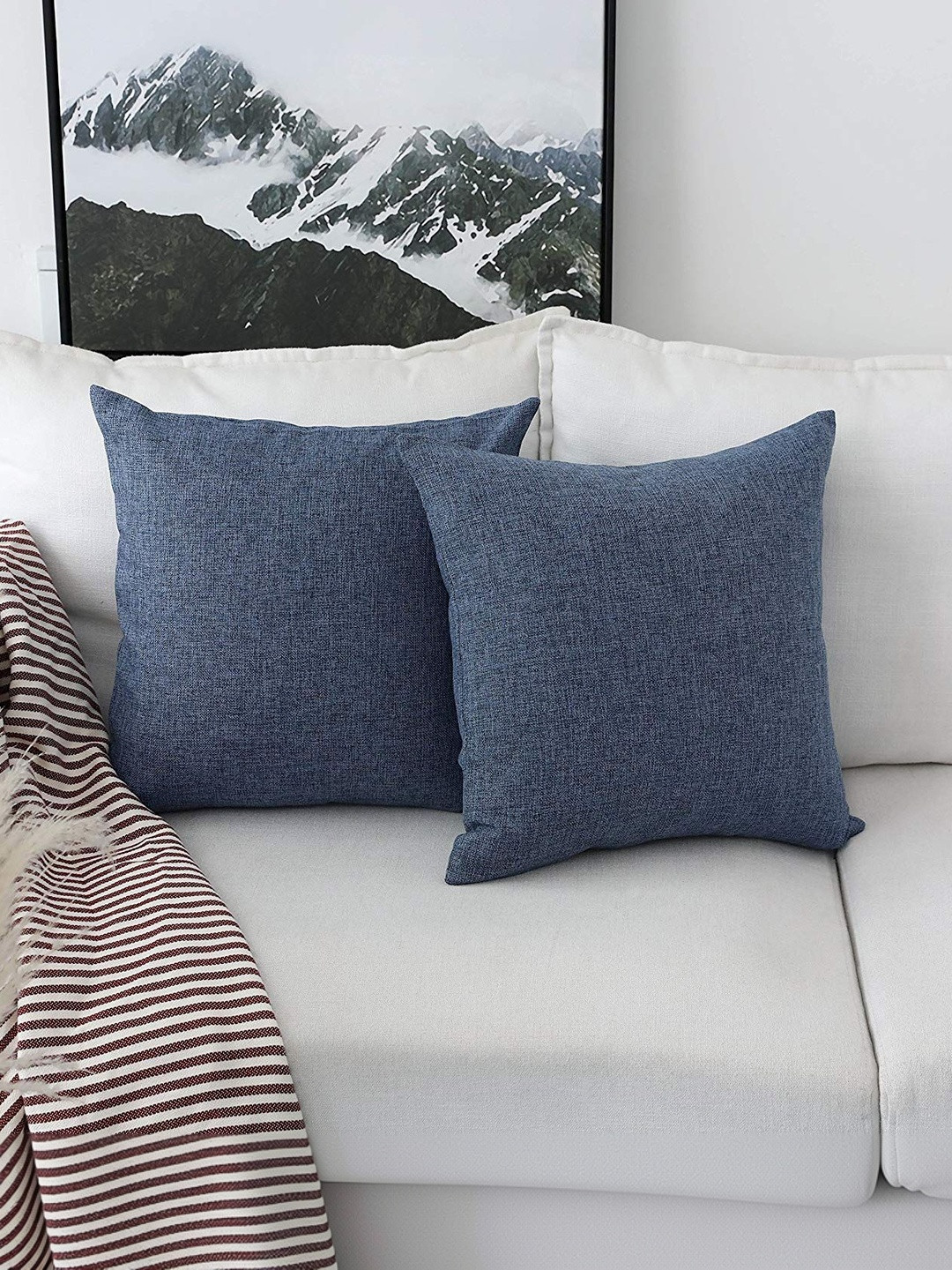 Khooti Navy Blue Set of 2 Square Cushion Covers