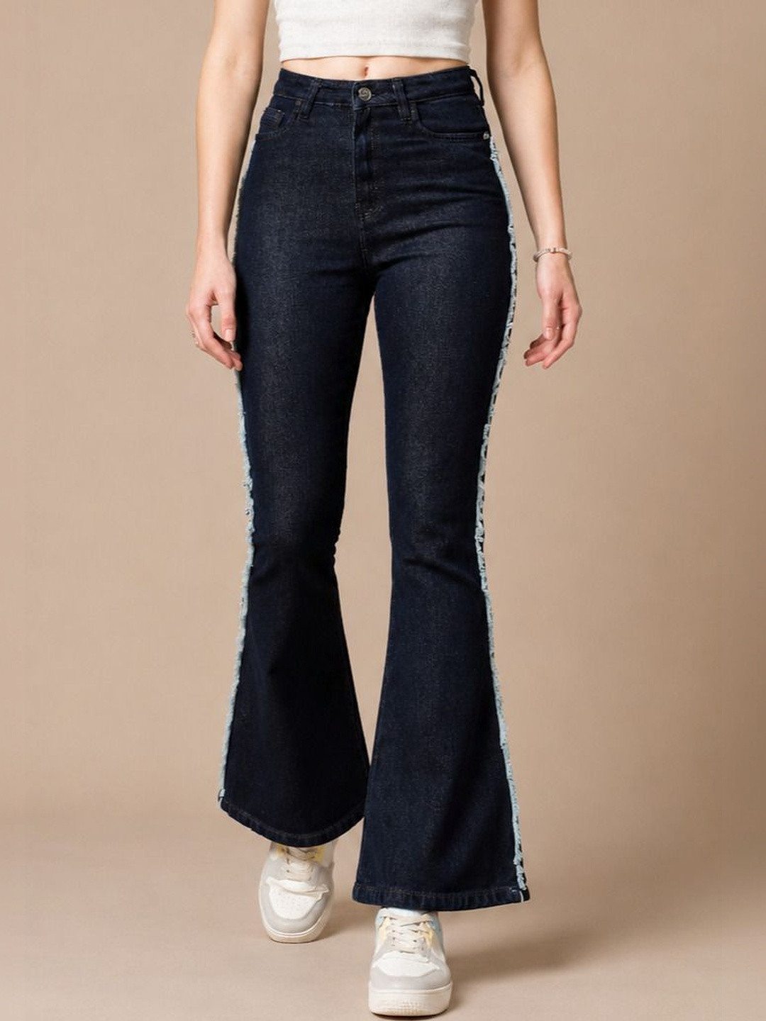 COSMIC TRIO Women Smart High-Rise with Side Stripe Bootcut Jeans