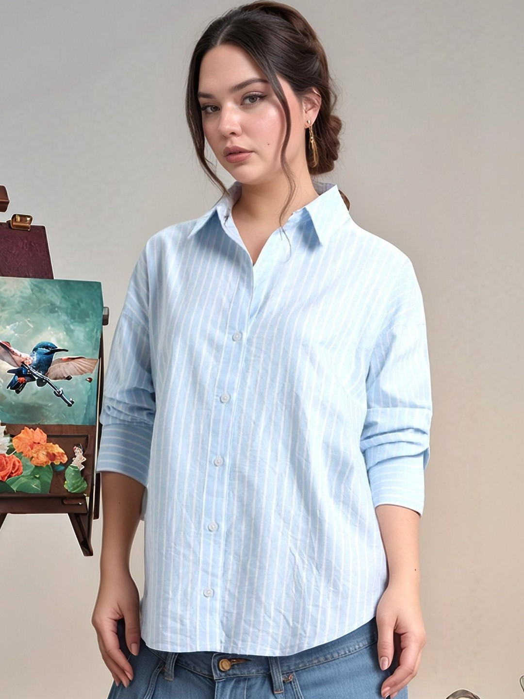 Molly & Michel Women Comfort Striped Casual Shirt