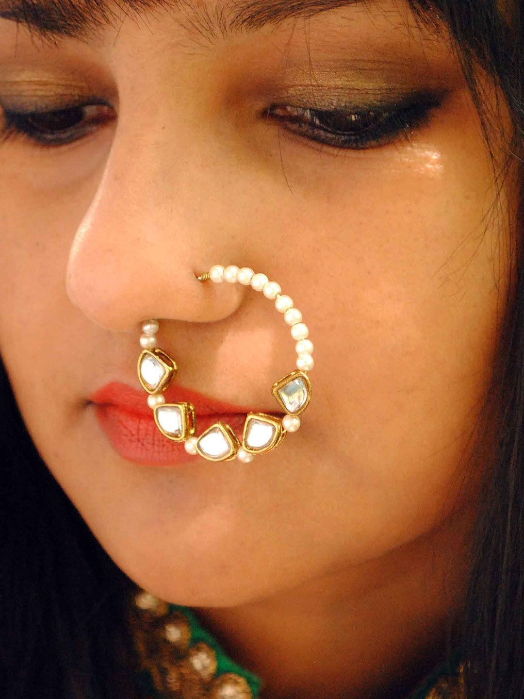 BeAbhika Kundan Stone Studded Nosepin