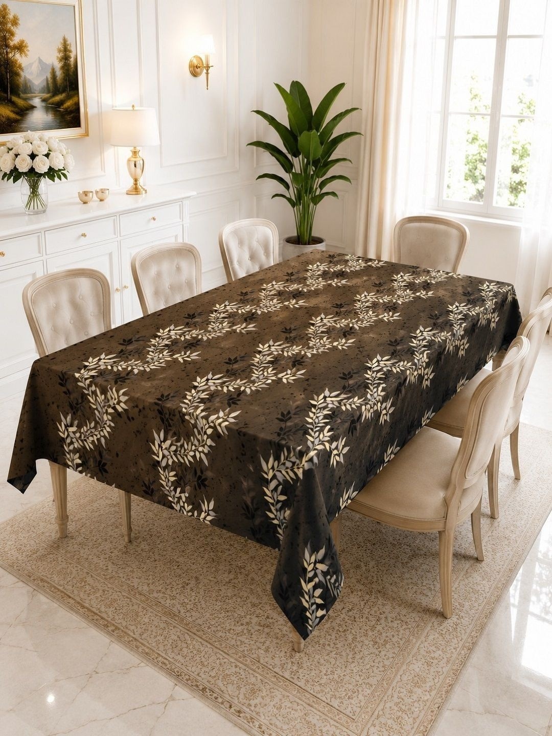 RRC Black Floral 6-Seater Table Cover