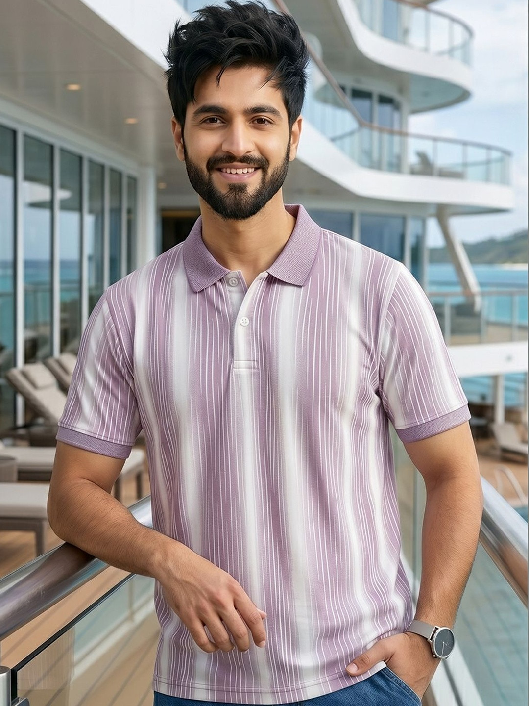 Kook N Keech Men Striped Polo Collar T-shirt