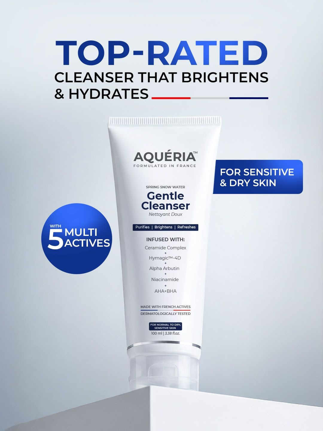 Aqueria Hydrating & Brightening Non-Drying French Face Wash with Creamide Complex - 100ml