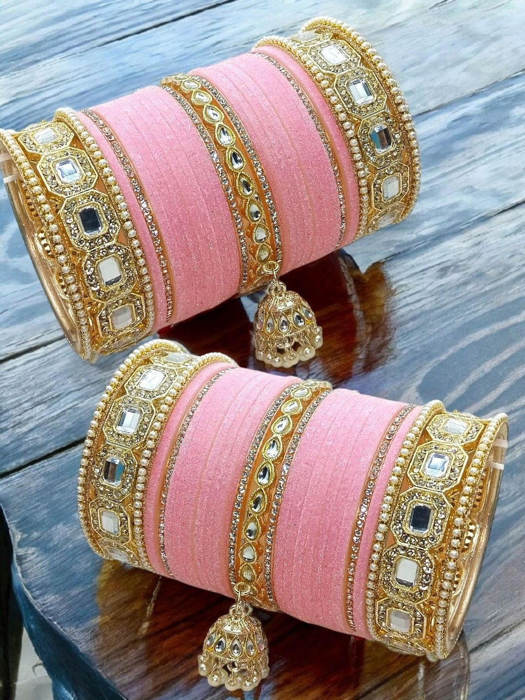 BeautyTrends Set of 54 Gold-Plated Artificial Stones and Beads Bangle