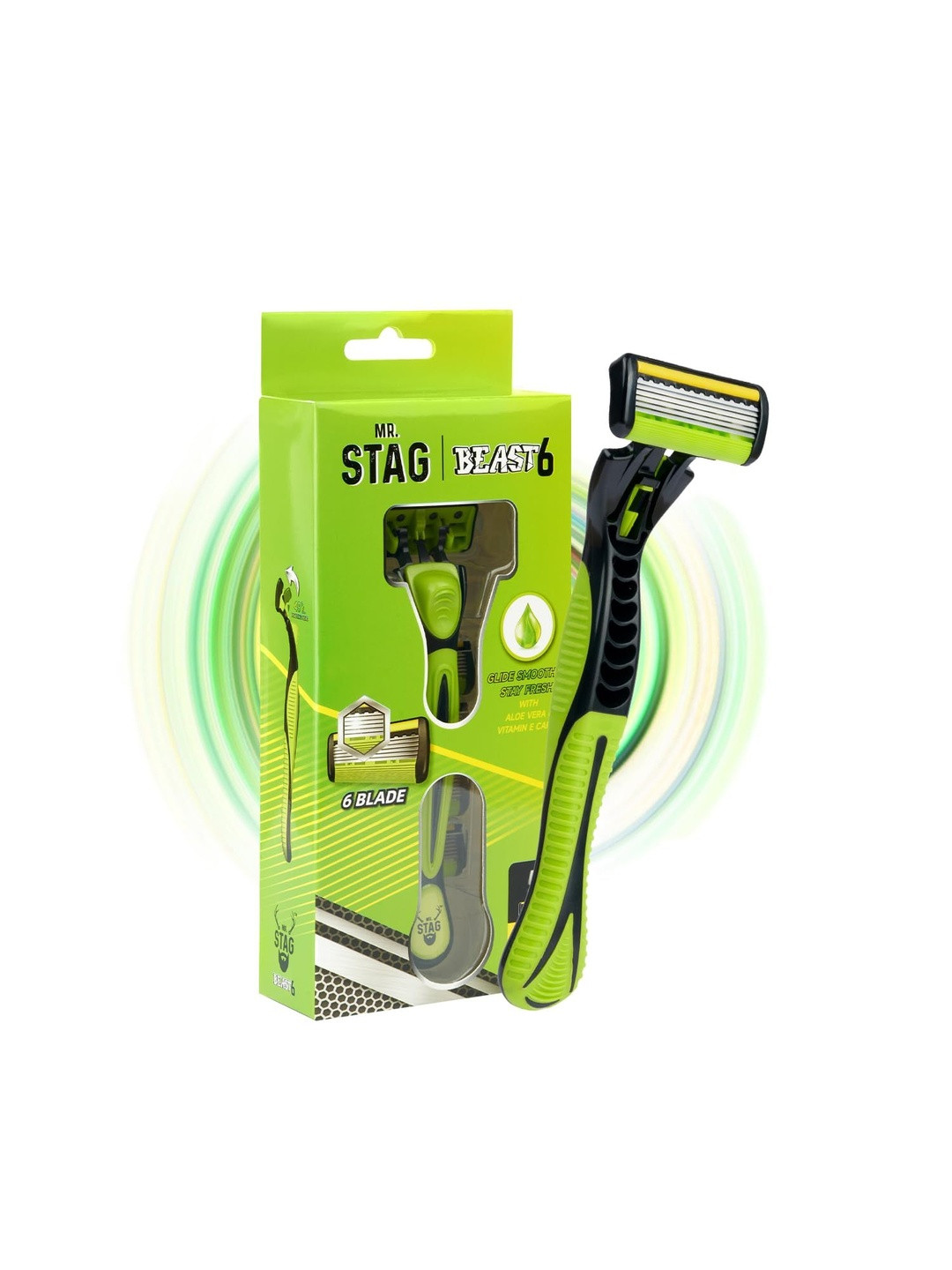 Mr. STAG Beast 6 Blade Shaving Razor for Men with Handle & 2 Cartridges