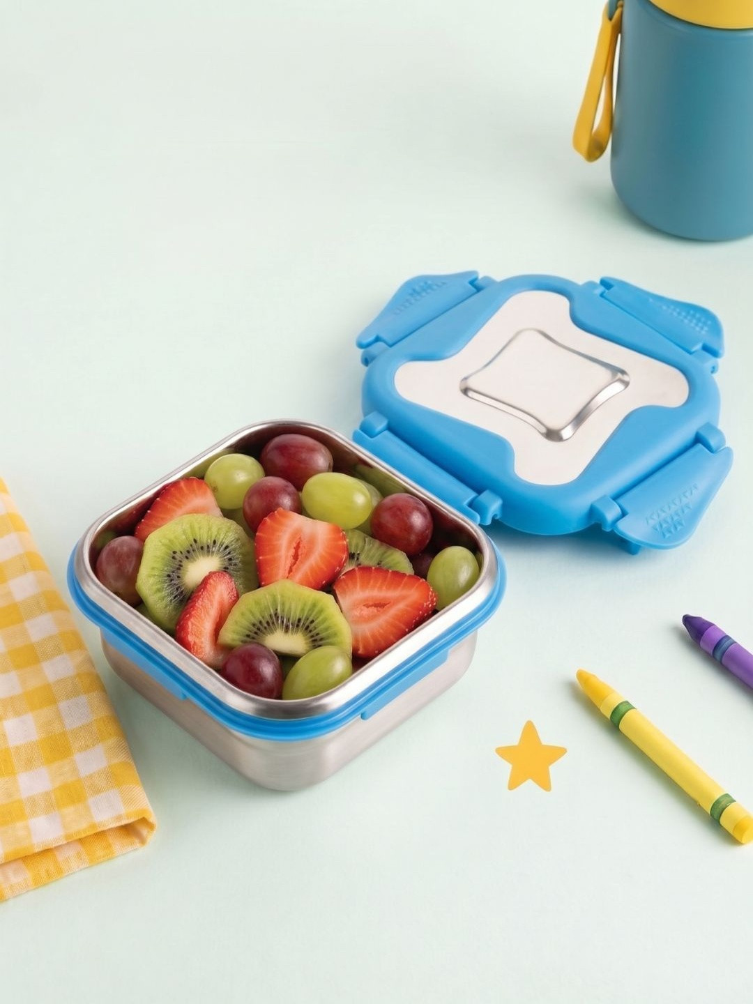 STEELLOCK Blue 2 Pieces Stainless Steel Airtight Leakproof Lunch Boxs-360ml Each