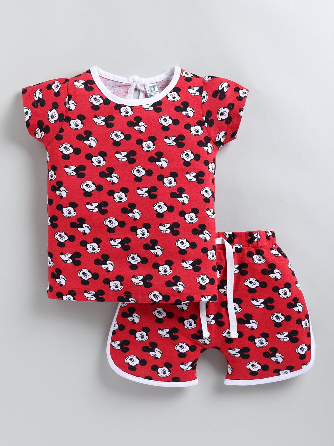LITTLE NINJA Girls Printed T-shirt with Shorts